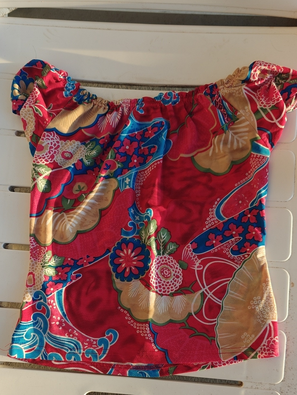 Y2K Vintage Garage Floral Red & Blue top - Picture 2 of 6